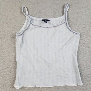 American Eagle Shirt Women's Small Y2K Floral Trim Tank Top Bella Swan Spaghetti